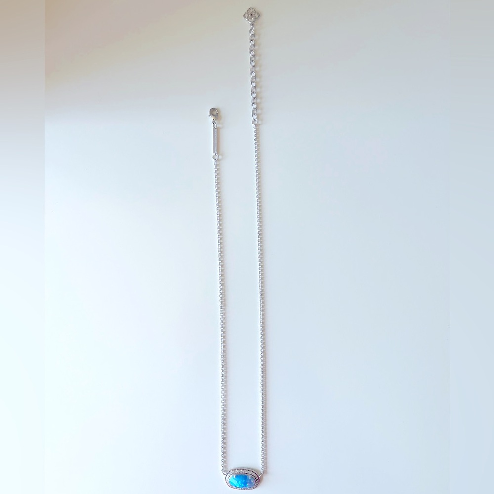 Kendra Scott Eloise Silver Pendant Necklace in Blue Kyocera Opal